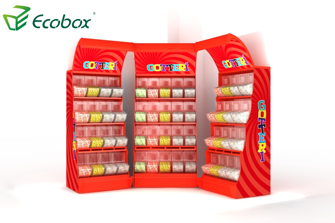 Ecobox TG-06101A estante de exhibición de metal para dulces con contenedores de cuchara 