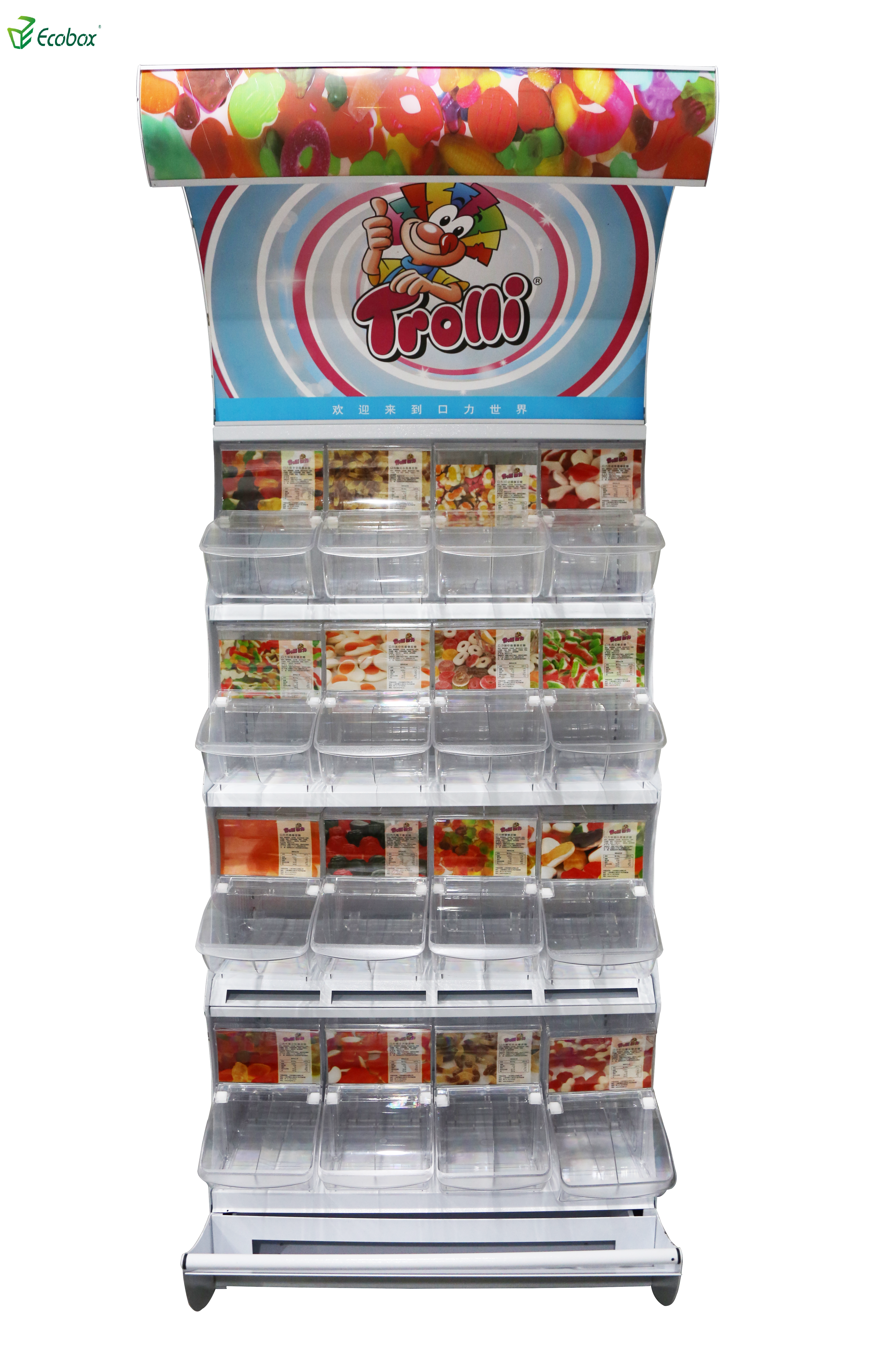 Ecobox TG-01101C pick and mix estante de exhibición de dulces con contenedores de cuchara 