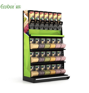 Ecobox TG-08 1,2 M de ancho grano caramelo frutos secos estante de exhibición de productos alimenticios
