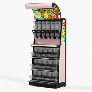 Estante de exhibición Ecobox TG-0610 para dulces de grano con contenedor de gravedad y contenedor de cuchara 